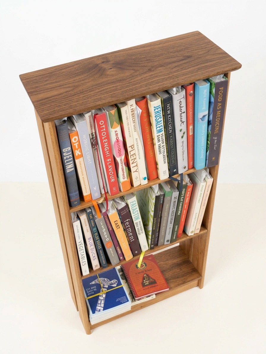 Solid timber bookcase filled with books