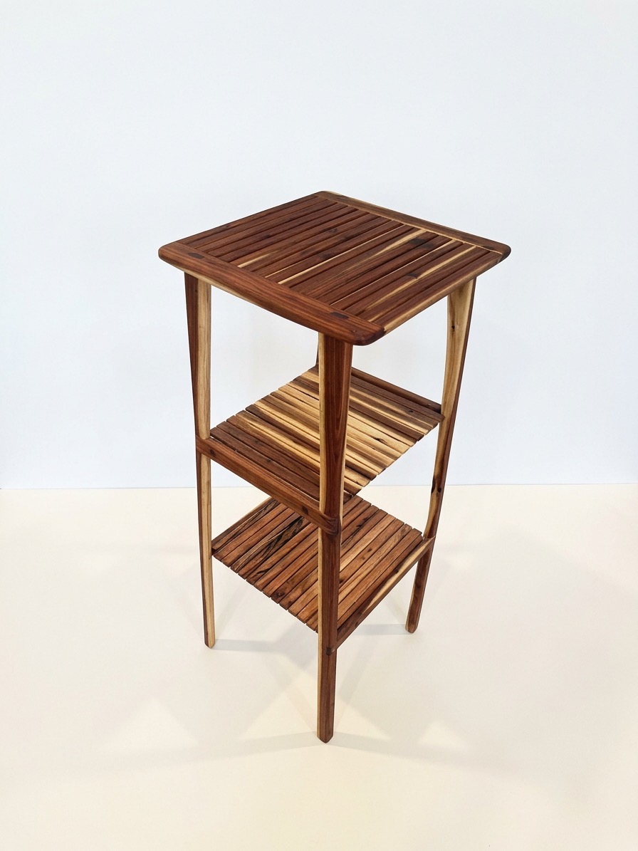 Three-tier slatted timber stand