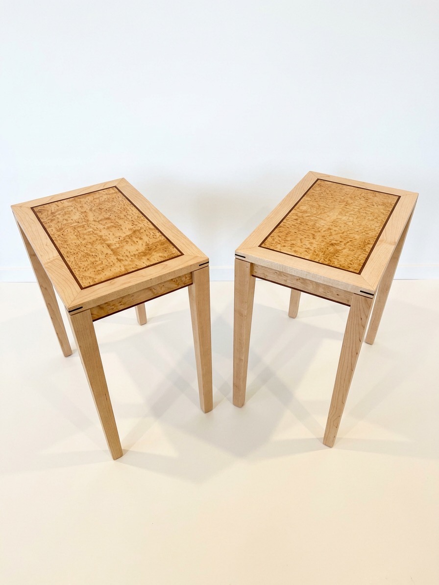 Pair of small timber side tables